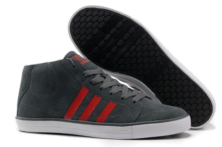 Mens Adidas 2013 Style NEO High top sneakers Charcoal gray/Red